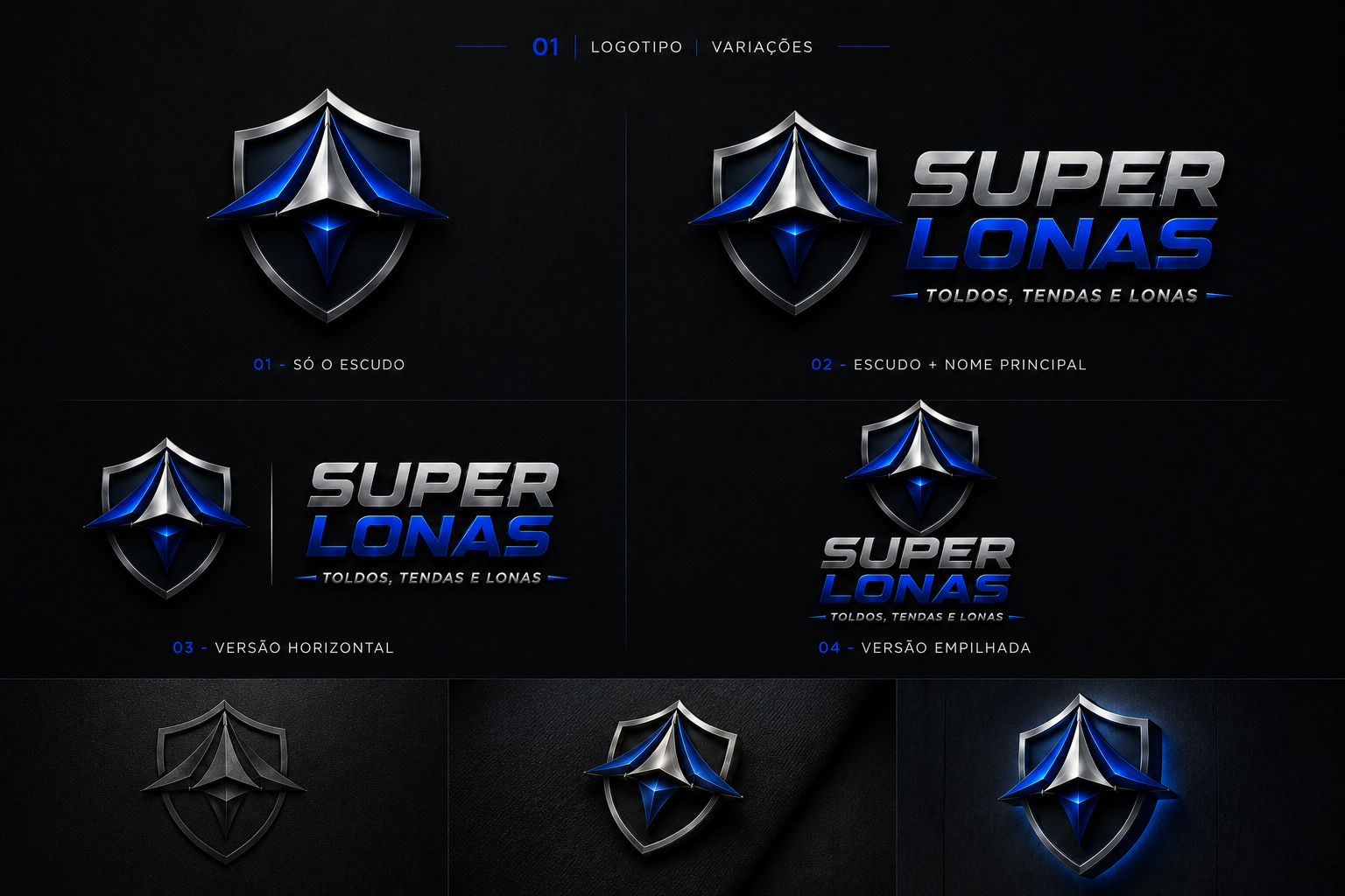 Construção da logo Super Lonas — variações